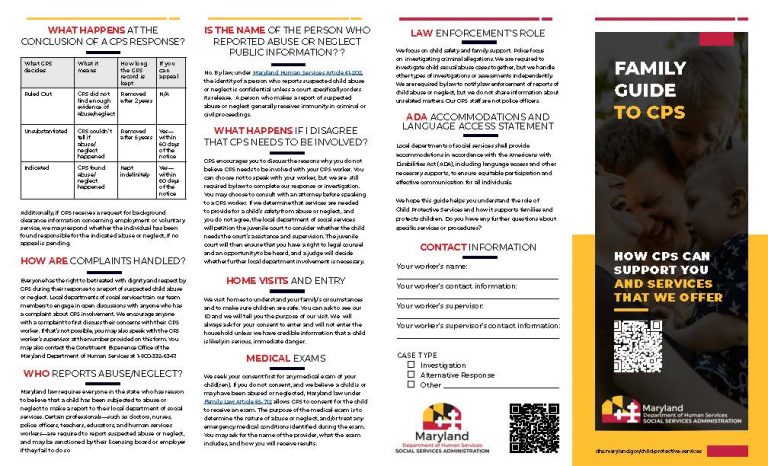 Family Guide to CPS Brochures - Maryland Department of Human Services