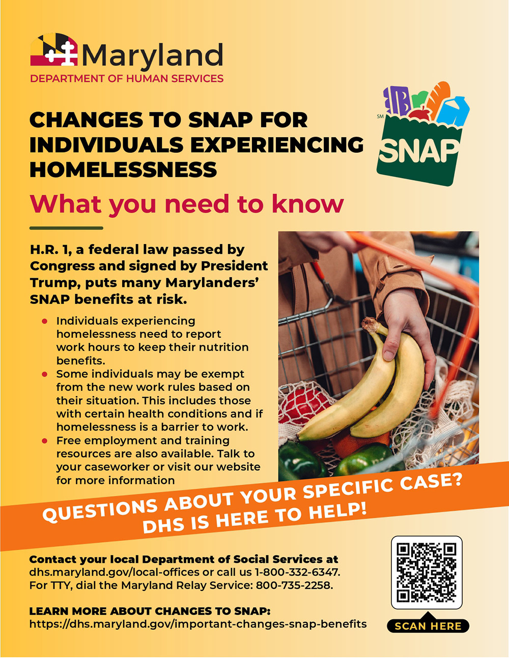 Download flyer titled Changes to SNAP for Individuals Experiencing Homelessness