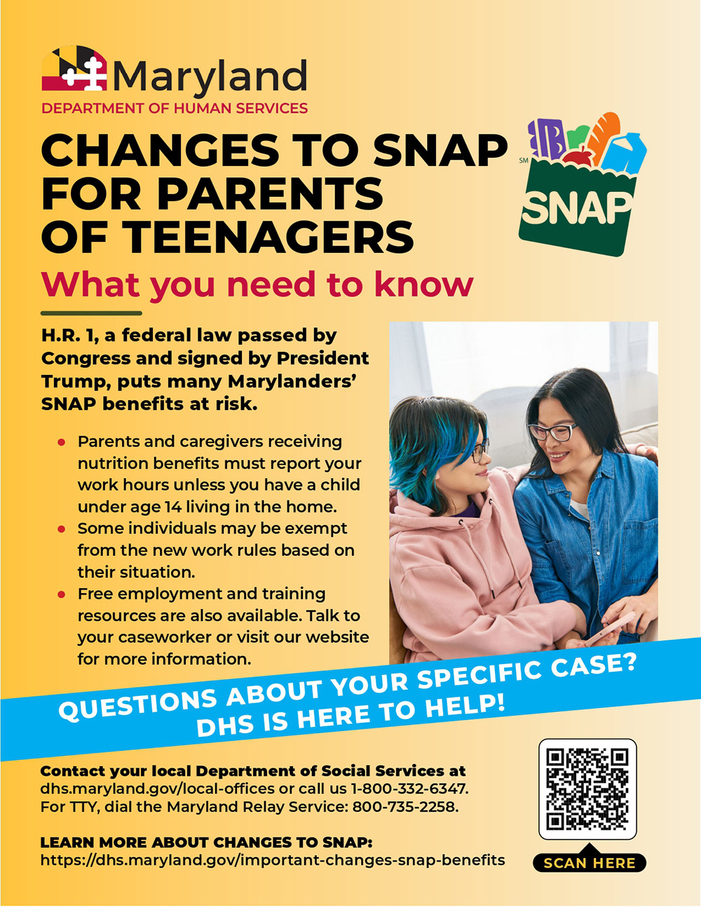 Download flyer titled Changes to SNAP for Parents of Teenagers