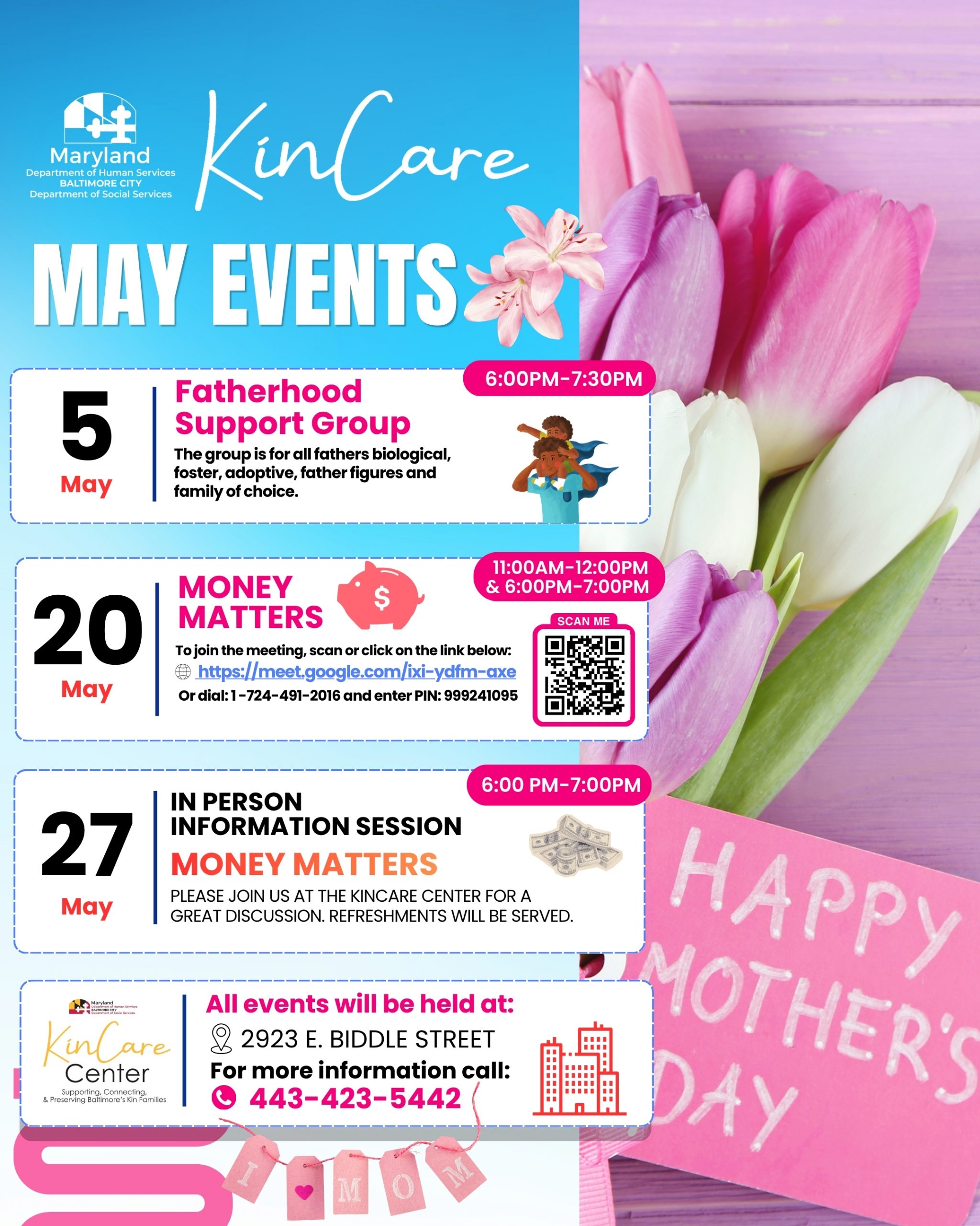Kincare May Events Flyer