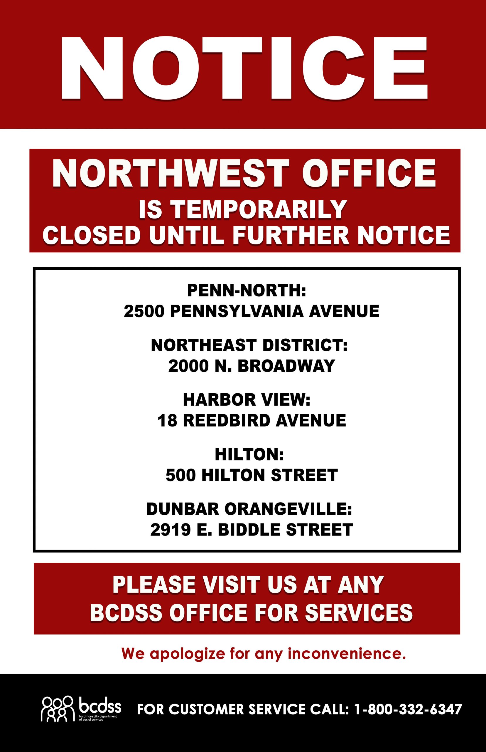 Northwest Office is Temporarily Relocated