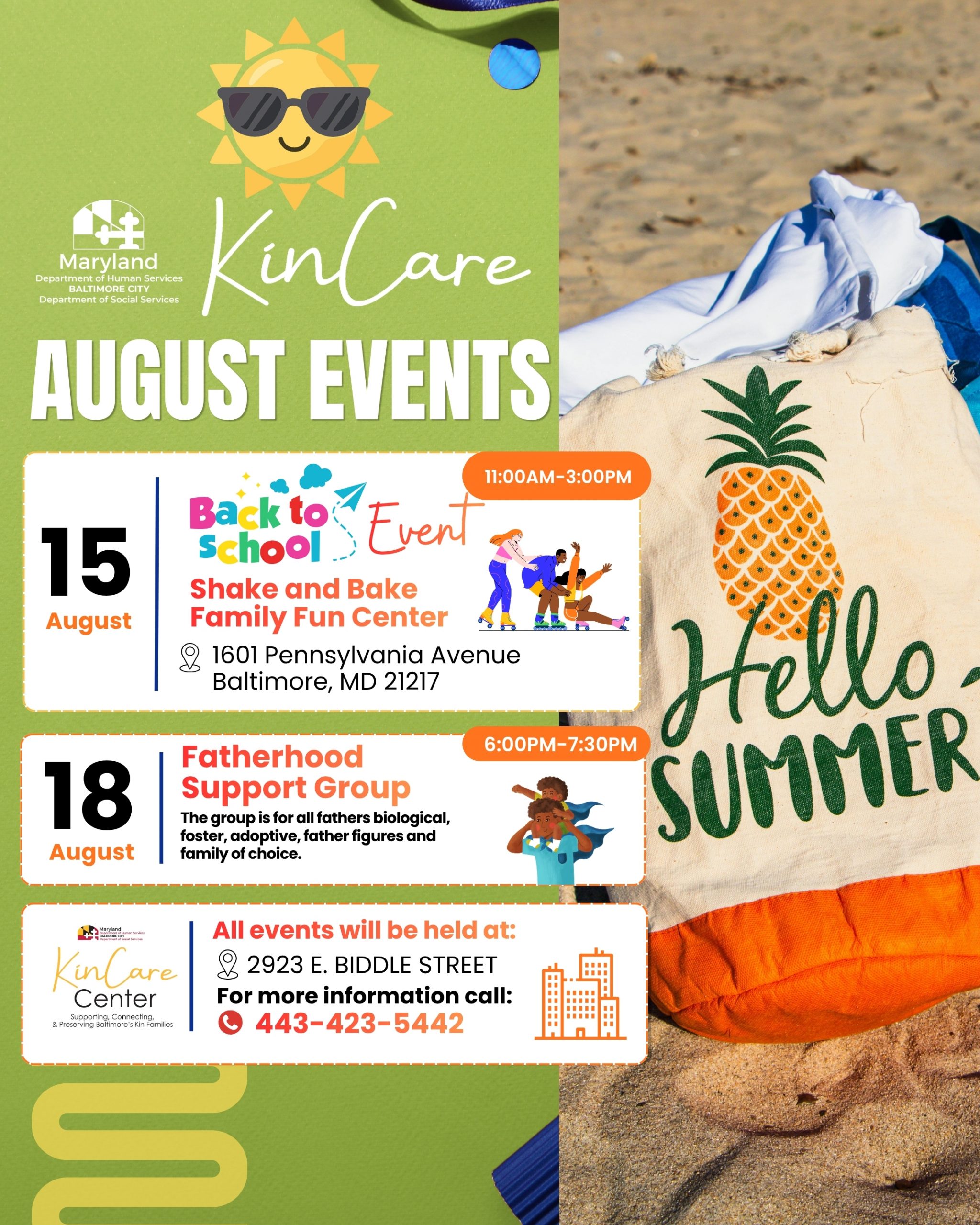 August Kincare Events Flyer